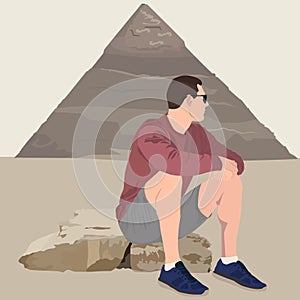 Travel to Egypt Cairo, Giza, vector illustration