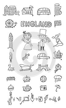Travel to England. Icons set for your design