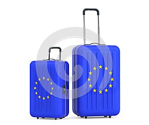 Travel to European Union concep. Suitcases with European Union f