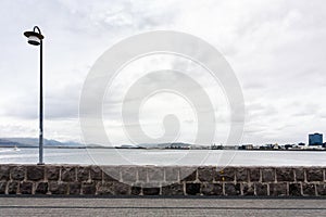 saebraut road at waterfront in Reykjavik cit