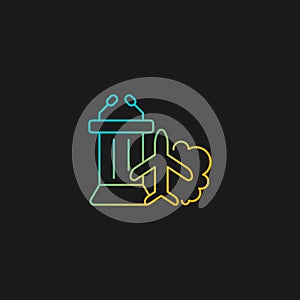 Travel to industry conference gradient vector icon for dark theme