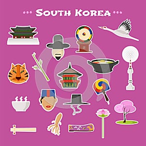 Travel to Korea, Seoul vector icons set