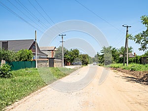 road on Centralnaya street in Akhtyrka village