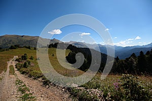Travel to the mountains, ecotour outdoor activities, Sunny day, clean air photo