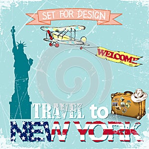 Travel to New York,USA, set for design.vector illustration