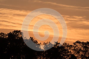 Travel to a portion of river with a natural scenery of sunset over a dock with lights photo