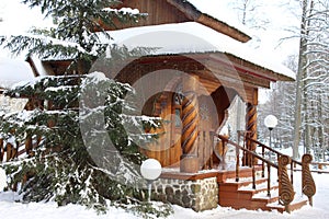 Travel to Santa Claus Europe Belarus forest winter snow Santa Claus house