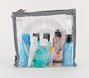 Travel Toiletries in Clear Plastic Bag