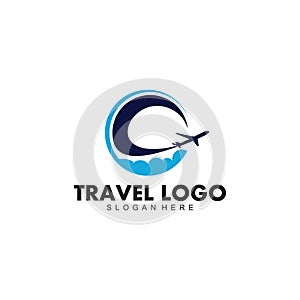 travel and tour global around the world transportation company vector logo design