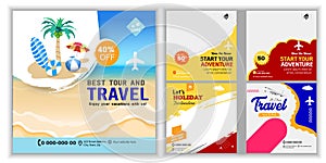 Travel and tour social media cover or web banner. Travel agency World travel banner. company promotion Holiday Adventure Template.