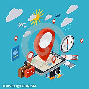 Travel, touring, destination, vacation vector concept