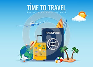 Travel and tourism concept. Advertising template. Vector