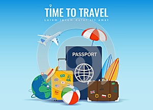 Travel and tourism concept. Advertising template. Vector