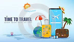 Travel and tourism concept. Advertising template. Vector