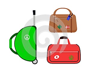Travel tourism fashion baggage or luggage vacation handle leather big packing briefcase and voyage destination case bag