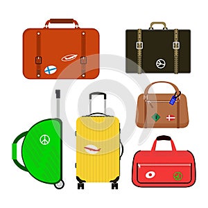 Travel tourism fashion baggage or luggage vacation handle leather big packing briefcase and voyage destination case bag