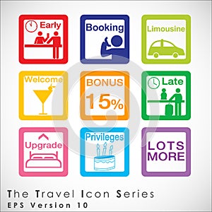 Travel and tourism icon set.