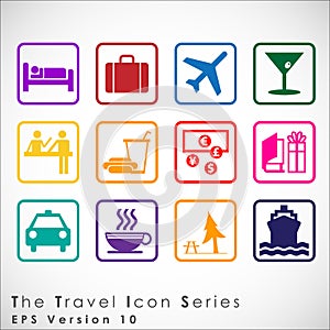 Travel and tourism icon set. photo