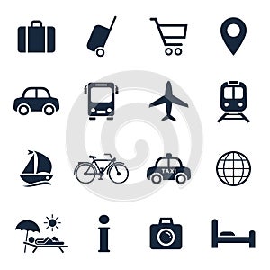 Travel and tourism icon set. Vector isolaed vavation travel symbol collection