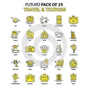 Travel and Tourism Icon Set. Yellow Futuro Latest Design icon Pa