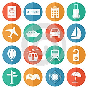 Travel and tourism icons - flat vector