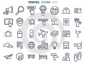 Travel and Tourism line icons set flat design