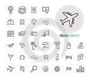 Travel and Tourism line icons set flat design