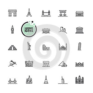 Travel and tourism locations Landmark icons