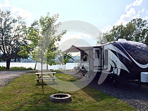 Travel trailer rv camping photo