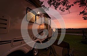Travel Trailer in Sunset