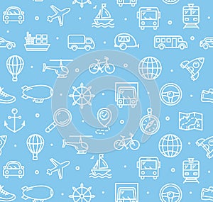 Travel and Transportation Background Pattern. Vector