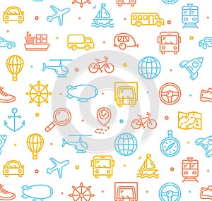 Travel and Transportation Background Pattern. Vector