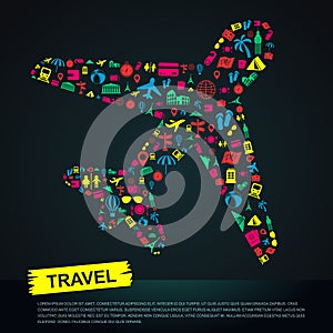 Travel transportation tourism and landmark infographic banner te