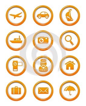 Travel and transportation web buttons set
