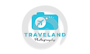 Travel or traveling or tour  shutter lens camera photography logo design icon vector template
