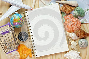 Travel trip vacationnote pad compass