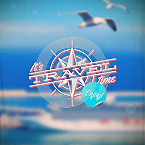 Travel type design with compass rose