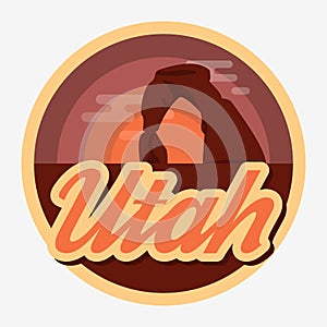 Travel Utah destination retro round icon