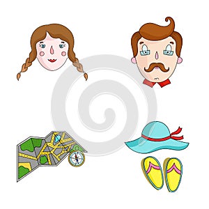 Travel, vacation, camping, map .Family holiday set collection icons in cartoon style vector symbol stock illustration photo