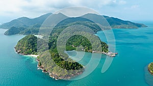 Travel vacation healthy lifestyle Concept. seascape on summer vacation at koh chang, trat province, thailand, aerial view from photo