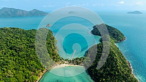 Travel vacation healthy lifestyle Concept. seascape on summer vacation at koh chang, trat province, thailand, aerial view from photo