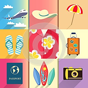 Travel and vacation icons set