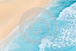 Travel and vacation image. Beach. Seascape. Coast as a background from top view. Blue water background from air.