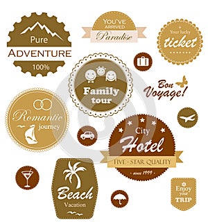 Travel and vacation labels, badges and emblems