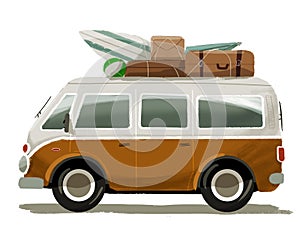 Travel vacation in retro van