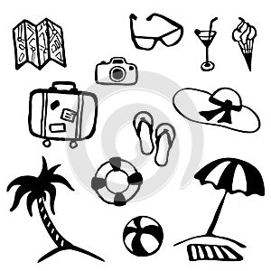 Travel and vacation summer icon collection