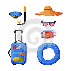 Travel and Vacation Symbol and Attribute for Tourism and Holiday Adventure Vector Set