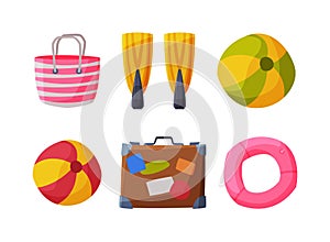 Travel and Vacation Symbol and Attribute for Tourism and Holiday Adventure Vector Set