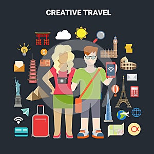 Travel vacation tourism icon smartphone world places vector