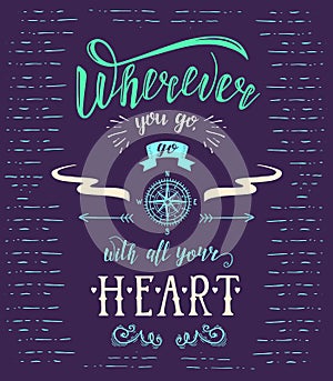 Travel. Vector hand drawn illustration for t-shirt print or poster with hand-lettering quote.